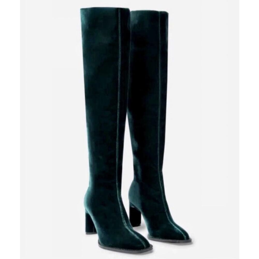 NWOT Tamara Mellon Eclipse 75 Velvet Over The Knee Square Toe 39 or 8-8.5 Boot - Picture 3 of 9